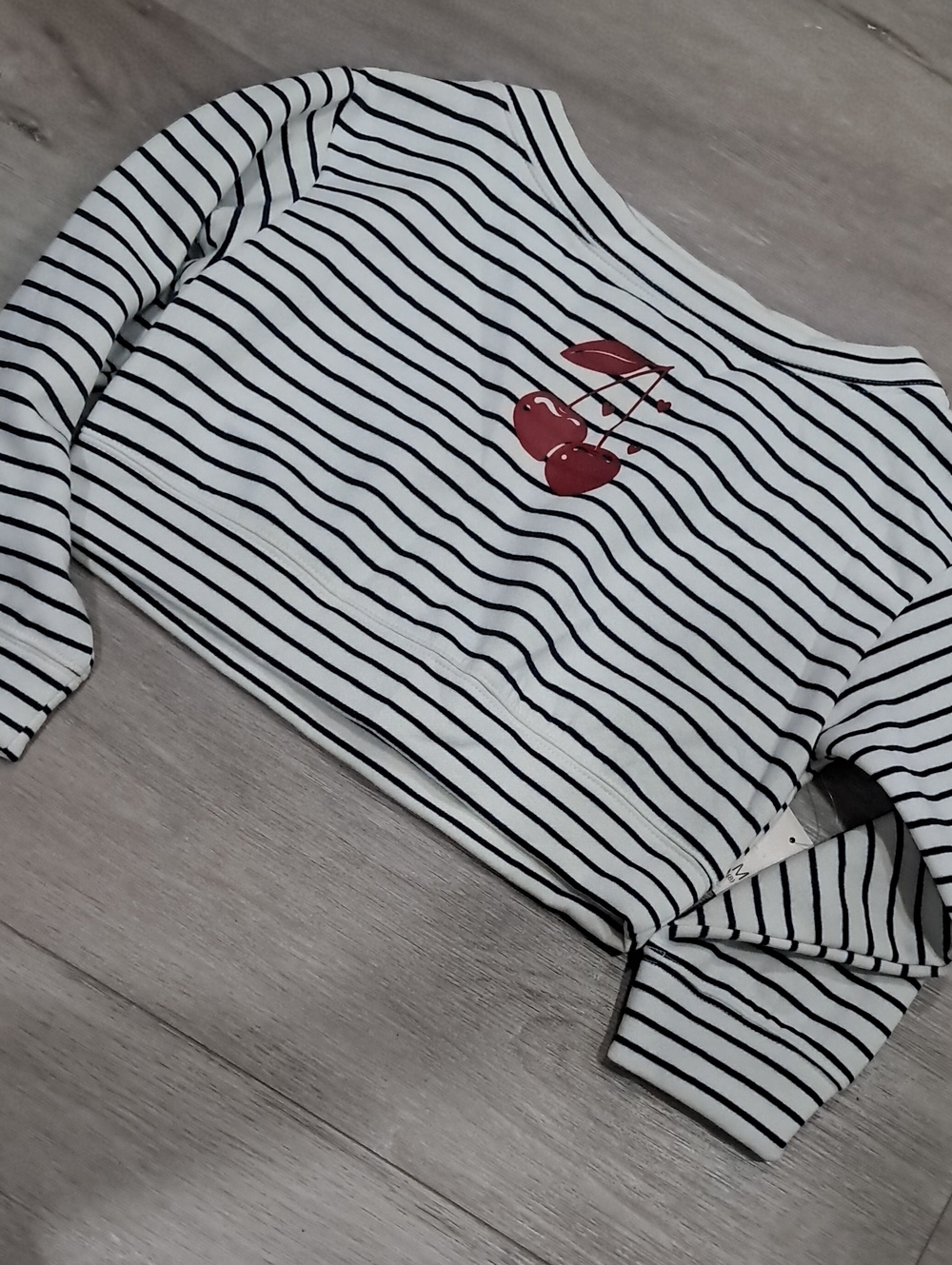 Striped Long Sleeve Top with Cherry Graphic